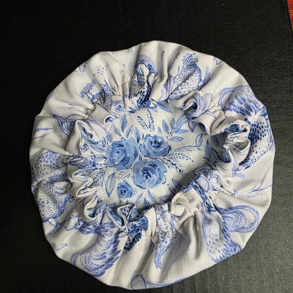 White Country Blue Chickens Floral KitchenAid Mixer Mixing Bowl Cover Baking